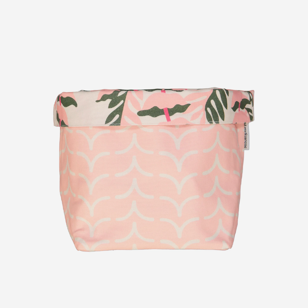 Medium Fabric Bucket - Oceans Way Pink On Sand