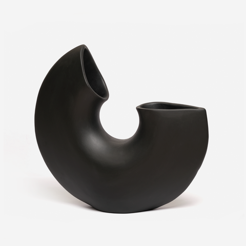 Nautilus Chambered Vase - Black