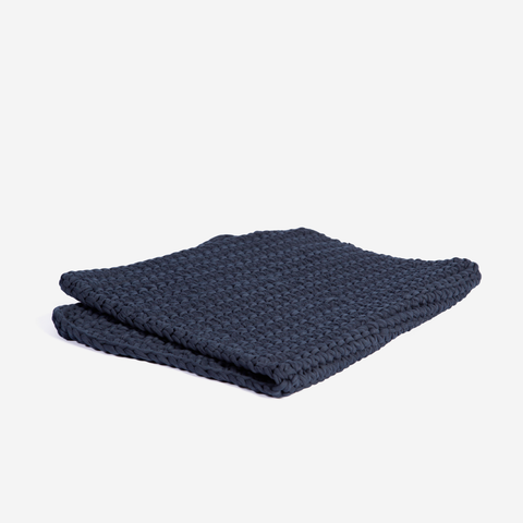 Cotton Crochet Bathmat - Navy