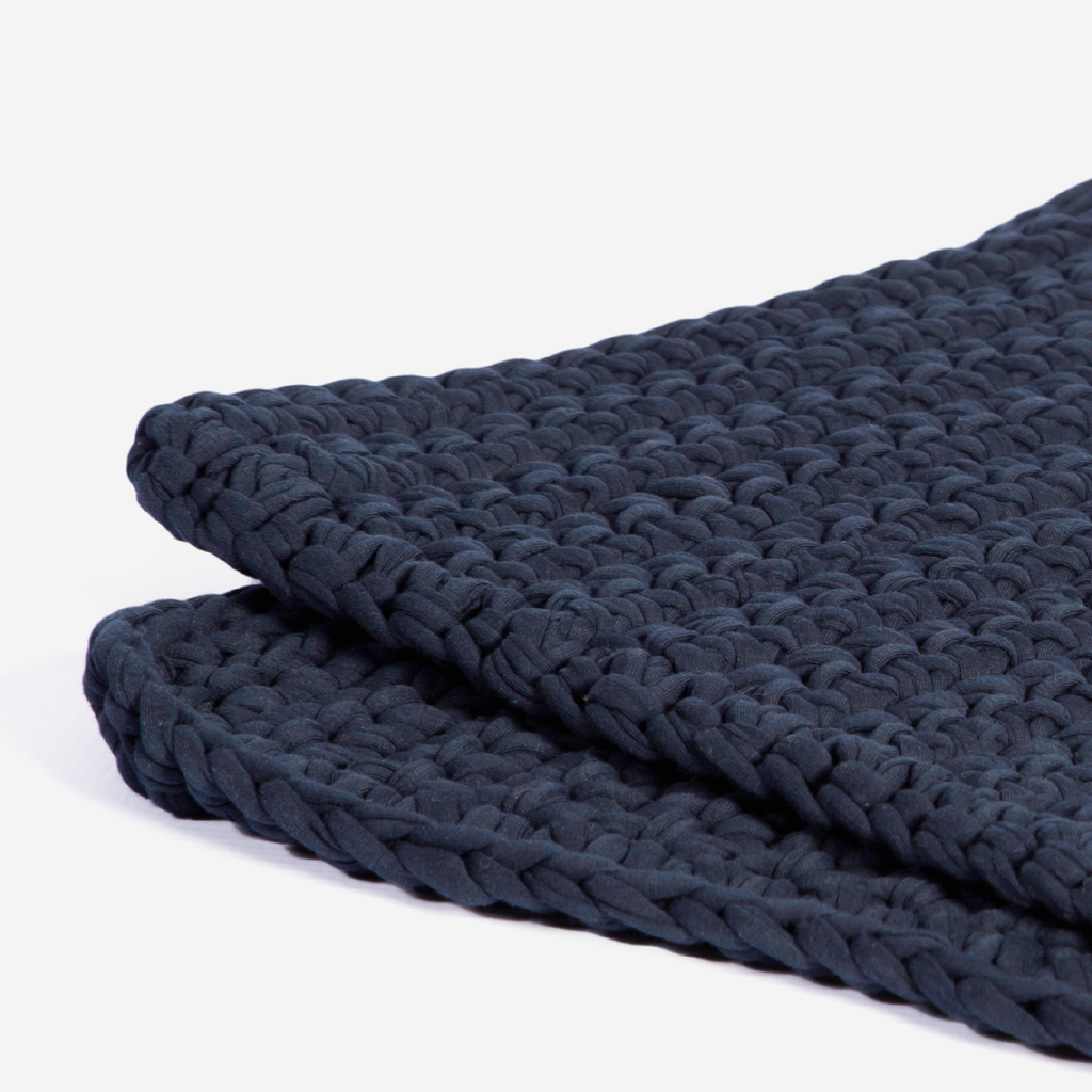Cotton Crochet Bathmat - Navy
