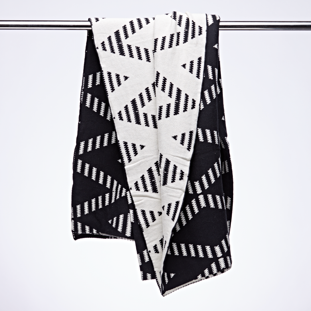 Cotton Knit Throw -  Rhombus Mono