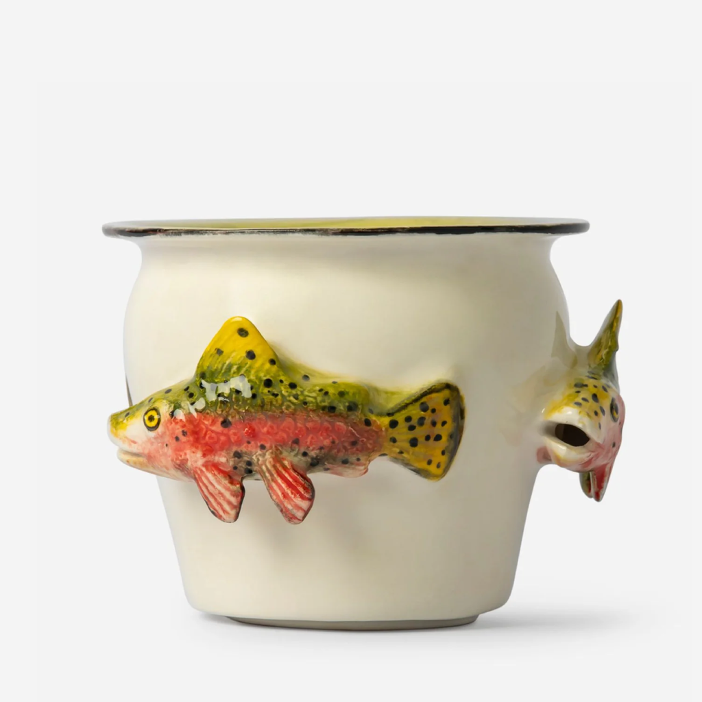 Hand Painted Rainbow Trout Planter
