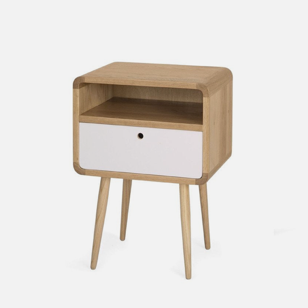 Margot Bedside Table With Shelf - White