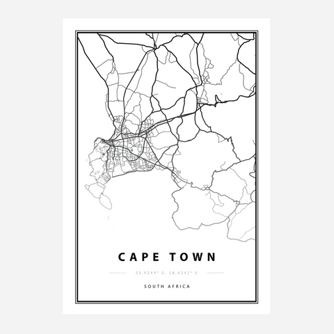 Art Poster A3 - Cape Town Map