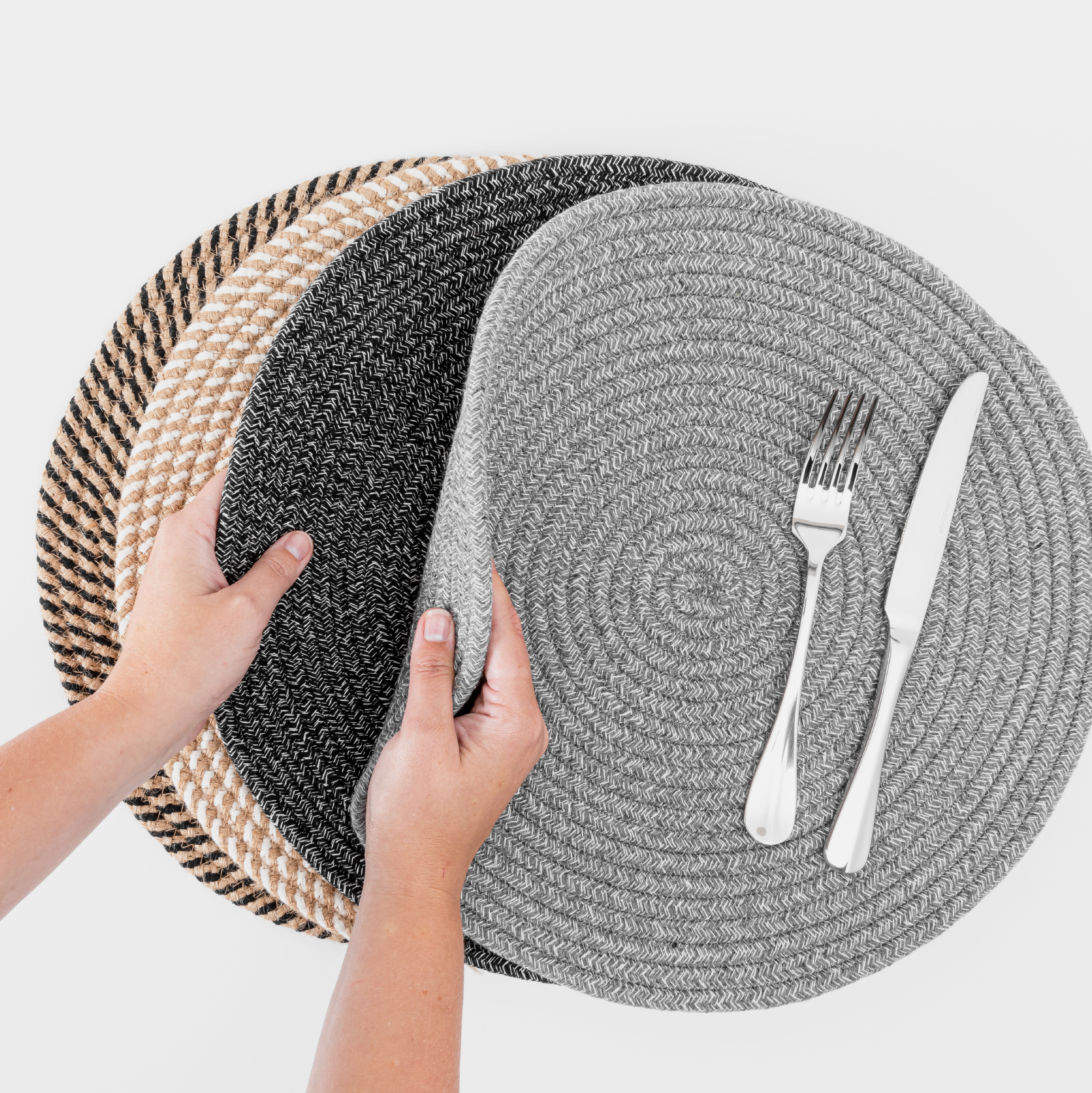 Round Placemats Set of 2 - Grey
