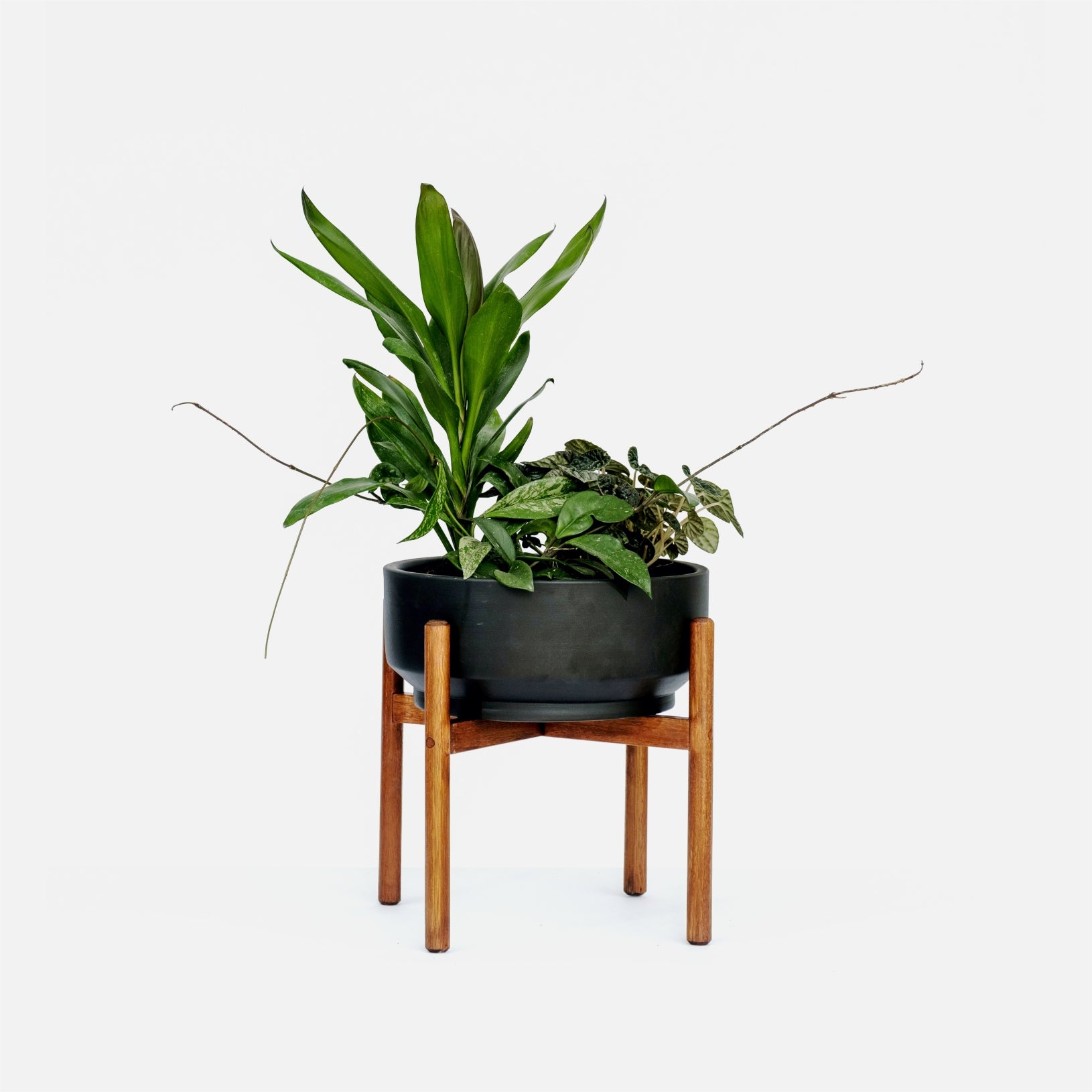 Latvia Floor Planter with Stand - Black