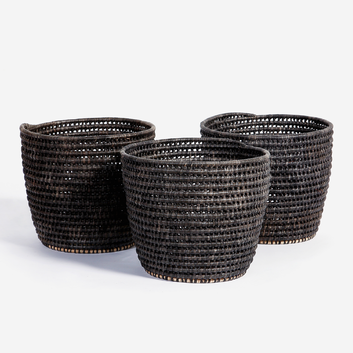 Woven Rustic Plant Basket - Black