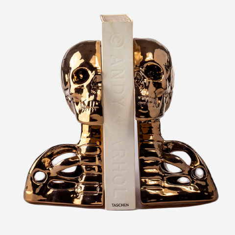Backbone Human Skull Bookends - Bronze