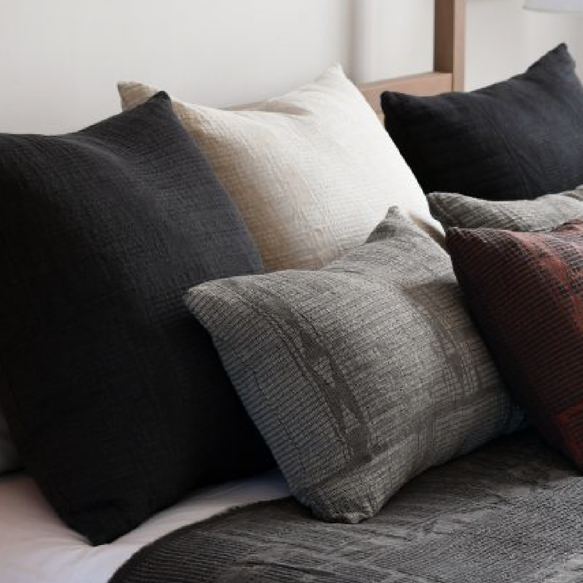 Bogolan Cushion Cover - Black On Charcoal