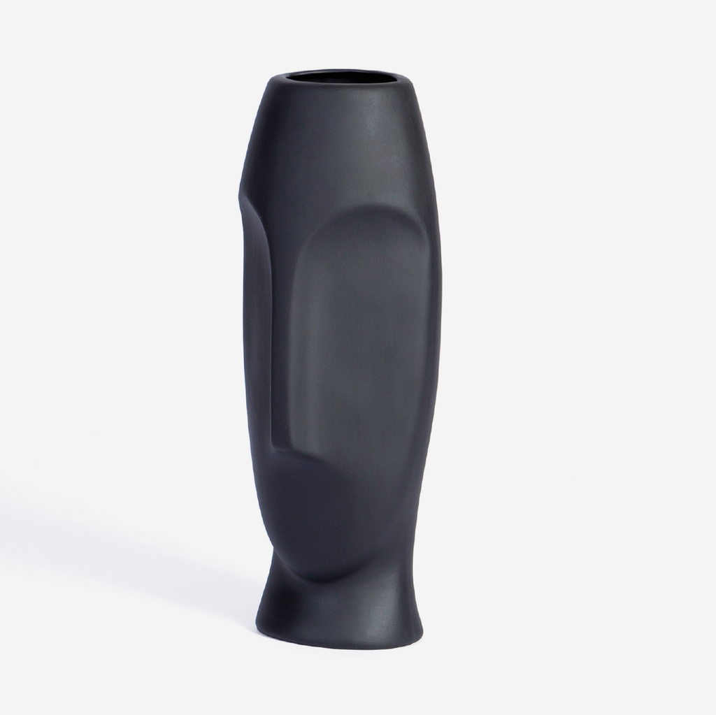 Masai Face Vase Large - Black