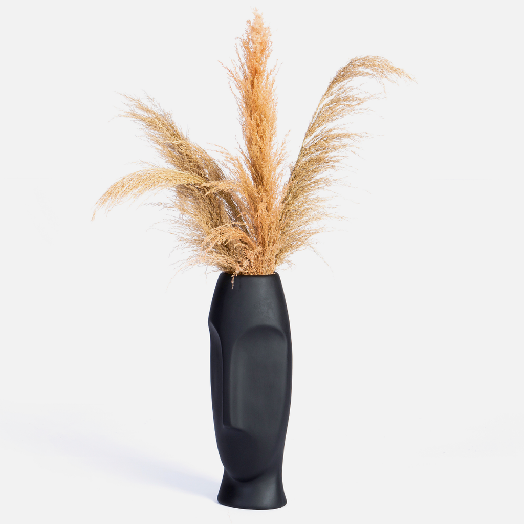 Masai Face Vase Large - Black