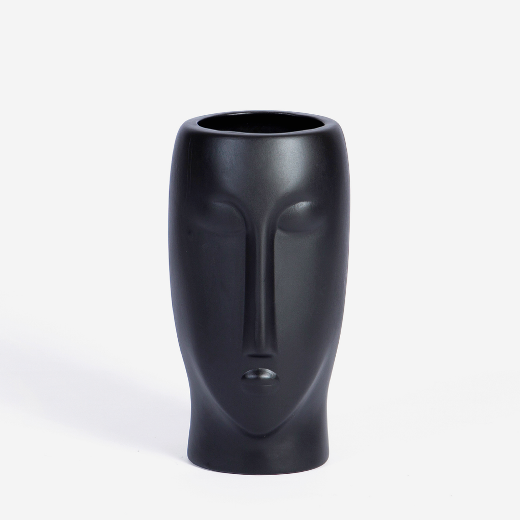 Masai Face Vase Small - Black