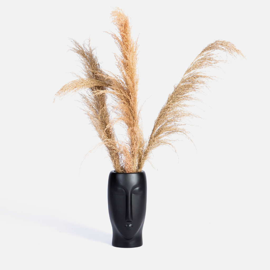 Masai Face Vase Small - Black