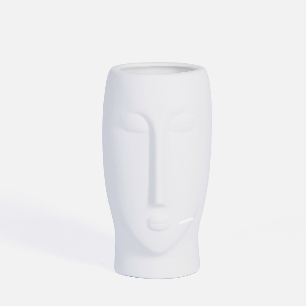 Masai Face Vase Small - White