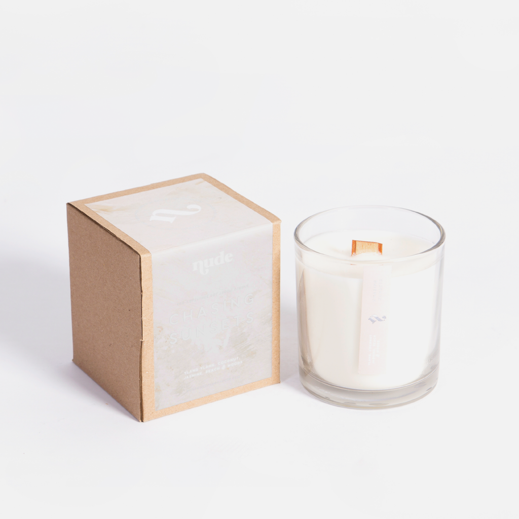 Glass Wood Wick Candle - Chasing Sunsets