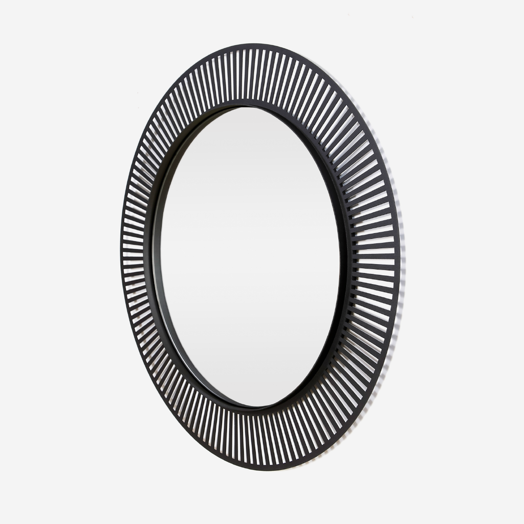 Spindle Round Mirror - Black