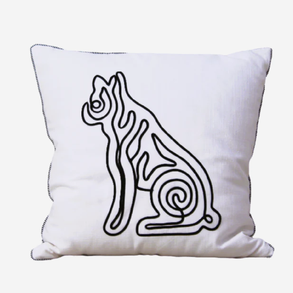Line Frenchie Scatter Cushion - White